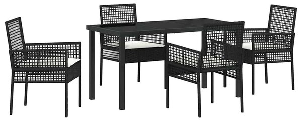 Kert étkező szett párnával 5 pcs Fekete polirattan
