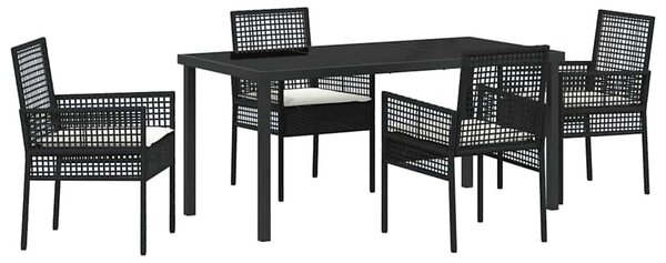 Kert étkező szett párnával 5 pcs Fekete polirattan