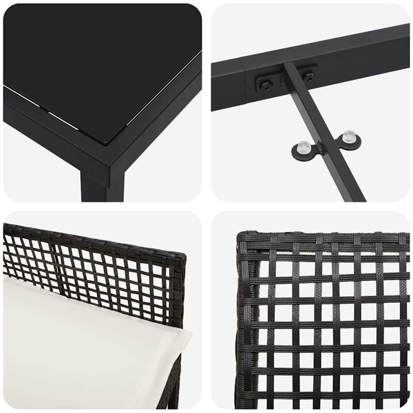 Kert étkező szett párnával 5 pcs Fekete polirattan