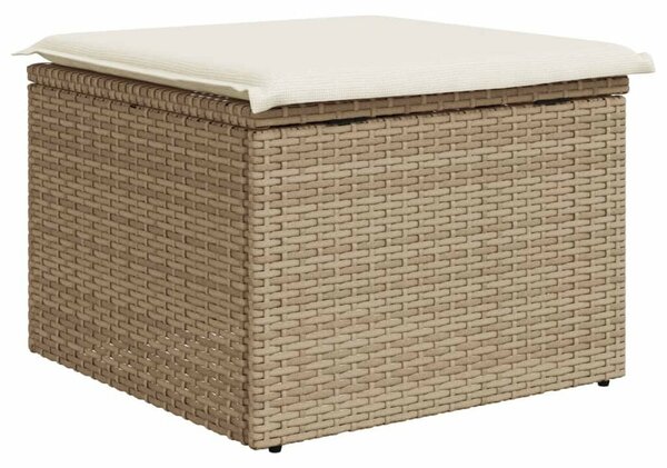 Bézs polyrattan kerti szék párnával 55 x 55 x 37 cm