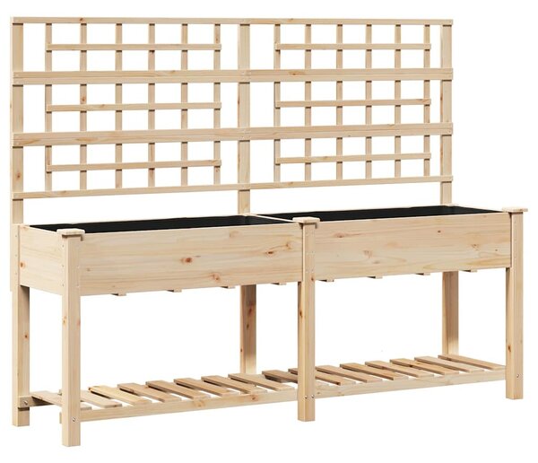 Kerti Ültető Edény Trellis-szel és Polccal 203x53x152 cm Tömör Fenyőből