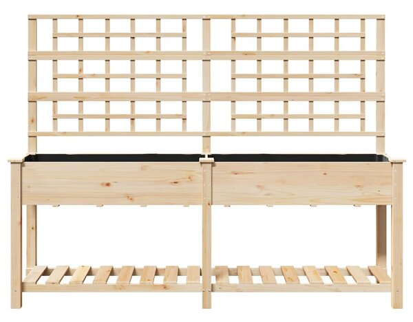 Kerti Ültető Edény Trellis-szel és Polccal 203x53x152 cm Tömör Fenyőből