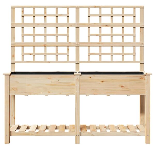 Kerti virágláda trellis-szel és polccal 161x43x152 cm Tömör fenyő