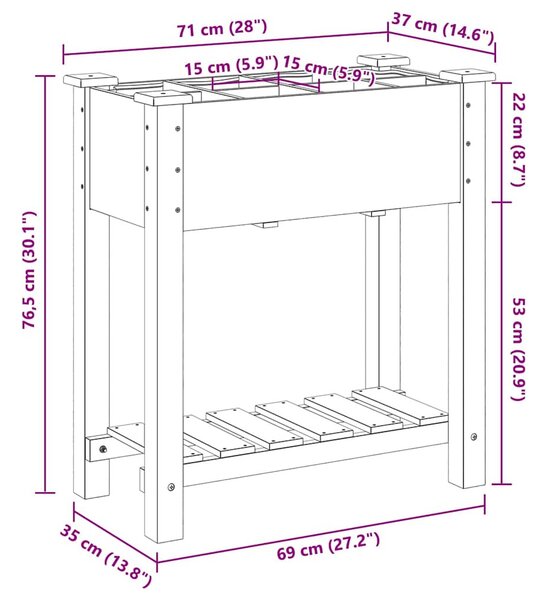 Kerti cserép polcokkal Bézs 71 x 37 x 76,5 cm Szilárd fenyőfa