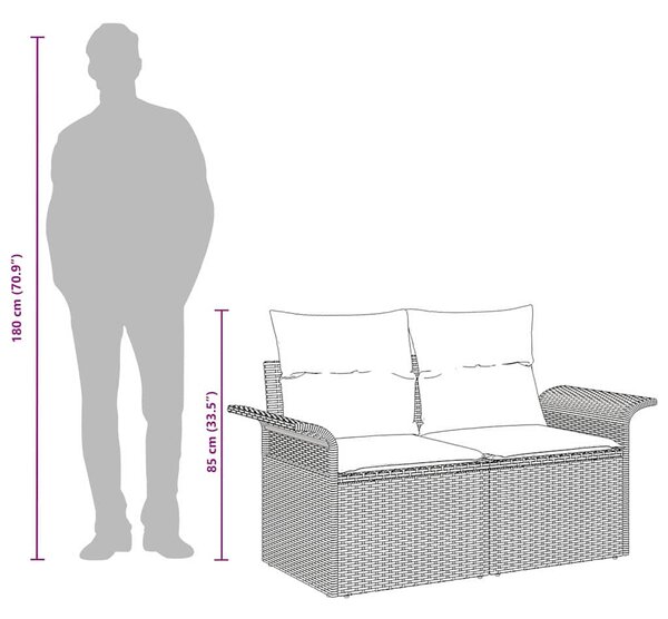 VidaXL Kerti kanapé párnával 141 x 62 x 69 cm polirattan