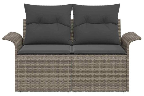 Kerti kanapé párnával Szürke 141 x 62 x 69 cm polirattan