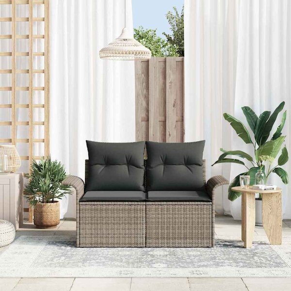 Kerti kanapé párnával Szürke 141 x 62 x 69 cm polirattan