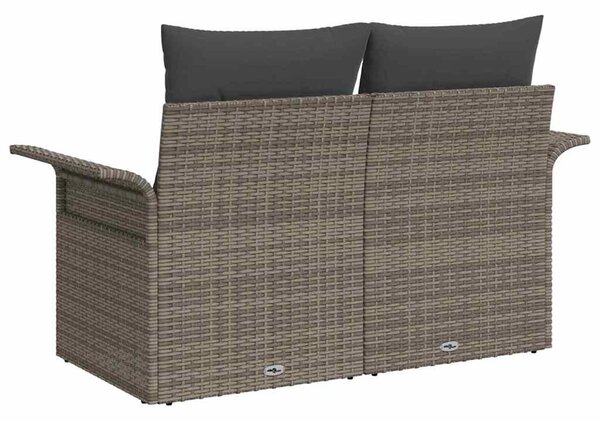 Kerti kanapé párnával Szürke 141 x 62 x 69 cm polirattan