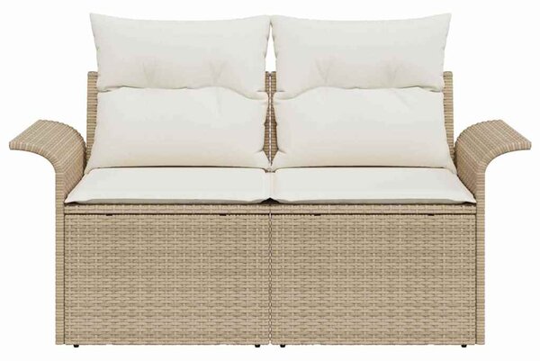 Kerti kanapé párnával Bézs 141 x 62 x 69 cm polirattan