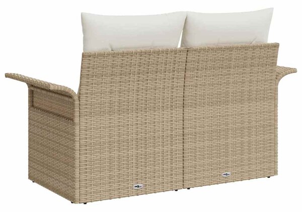Kerti kanapé párnával Bézs 141 x 62 x 69 cm polirattan