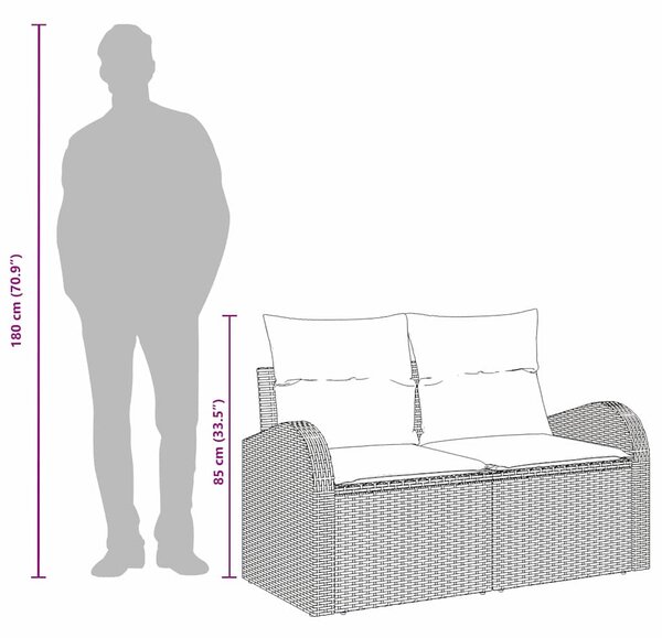 VidaXL Kerti kanapé Barna 124 x 62 x 85 cm polirattan
