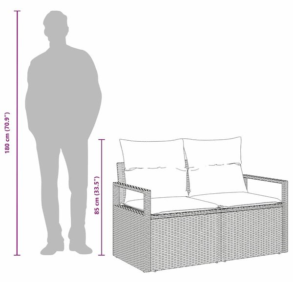 Kerti kanapé párnával 120 x 62 x 69 cm polirattan