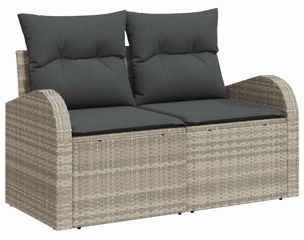 Kerti Kanapé Szett párnával 3 pcs Világosszürke Poli rattan