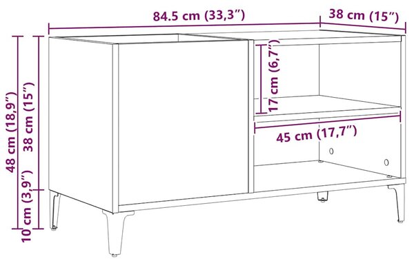 Hanglemez szekrény Musta tammi 84.5 x 38 x 48 cm Faanyag