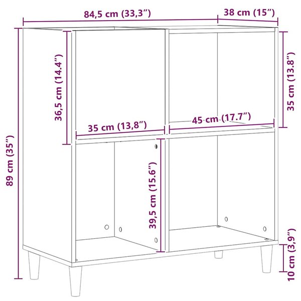 Hanglemez szekrény Fekete tölgy 84,5 x 38 x 89 cm Faanyag