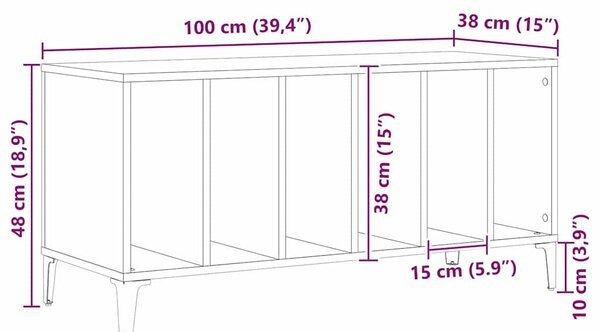 Hanglemez szekrény Fekete tölgy 100 x 38 x 48 cm Faanyag