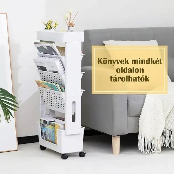 Bookcart™ ötszintes Guruló Könyvespolc
