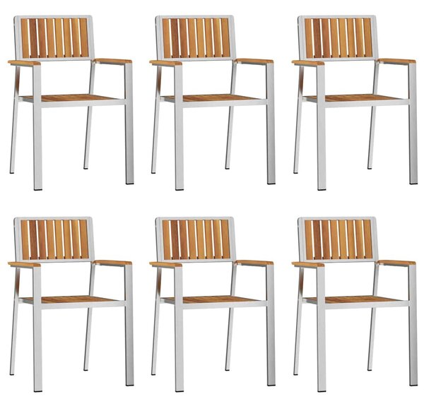 Kültéri étkező szett 7 pcs Szilárd akácfa és rozsdamentes acél