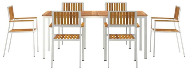 Kültéri étkező szett 7 pcs Szilárd akácfa és rozsdamentes acél