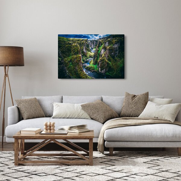 Kép - Folyó a sziklás völgyben (90x60 cm)