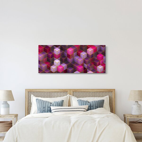 Lila kockák képe (120x50 cm)