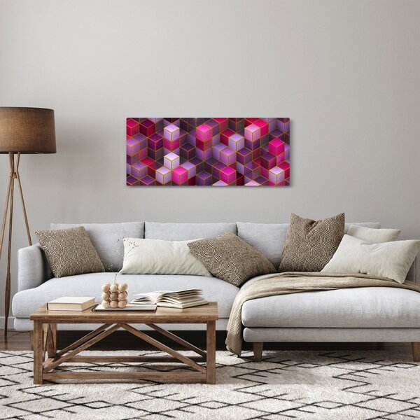 Lila kockák képe (120x50 cm)