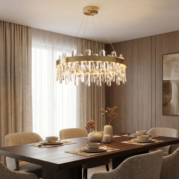 LED kristály függőlámpa SWE074-1CP 50cm Brushed Gold