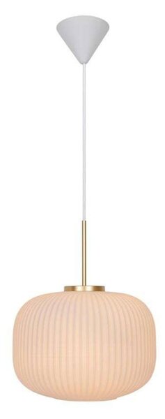 Nordlux Milford függőlámpa, opálfehér/réz, Ø 30 cm, dimmelhető, Fehér / opál, Nappali / Étkező, Üveg