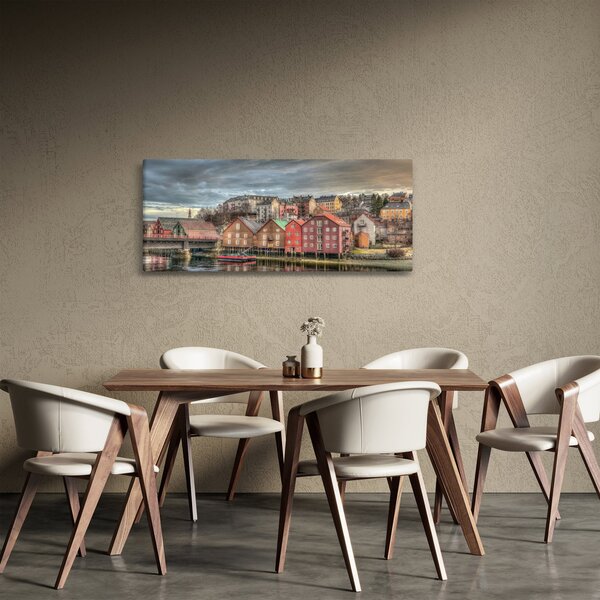 Kép - házak a folyó mellett (120x50 cm)