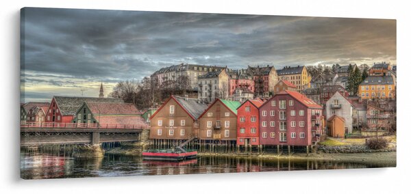 Kép - házak a folyó mellett (120x50 cm)