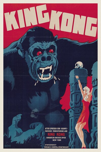 Festmény reprodukció King Kong (Vintage Cinema / Retro Movie Theatre Poster / Horror & Sci-Fi), (26.7 x 40 cm)