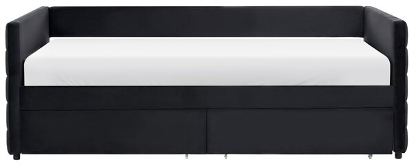 Ágyneműtartós heverő MARRAY Bársony Fekete 90 x 200 cm