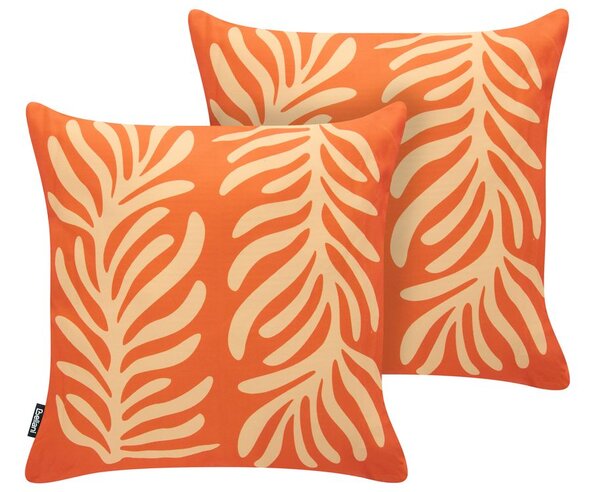 Kültéri díszpárna kétdarabos szettben ALISMA Növénymintás 45 x 45 cm Narancssárga