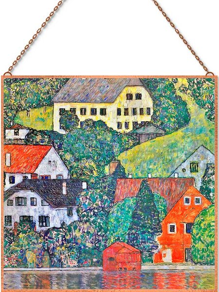 Klimt - Házak az Attersee felett üvegkép, falikép