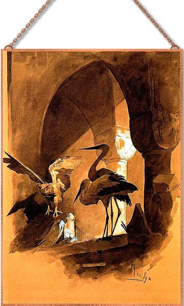 Mucha - Birds üvegkép, falikép