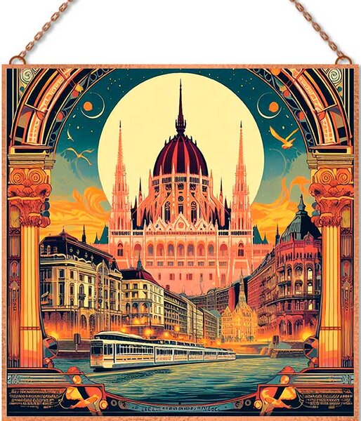 Budapest üvegkép, falikép
