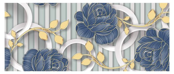 Kép - Rózsák és körök (120x50 cm)