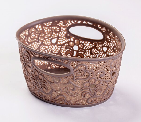 CURVER Victoria mini Csipkemintás tároló kosár 12x22,5x17 cm szürke
