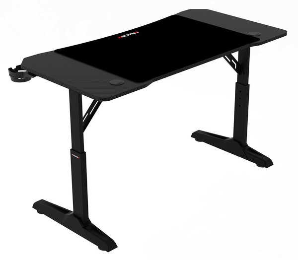 Pevný herní stůl 120x60cm, výběr výšky, melamin, carbon, LT-H1112 BK