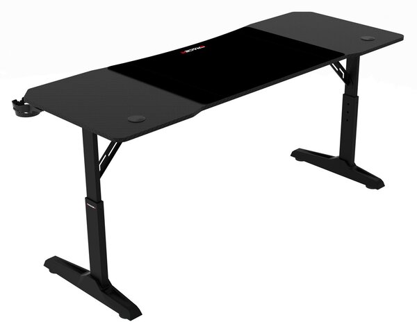 Pevný herní stůl 160x60cm, výběr výšky, melamin, carbon, LT-H1116 BK