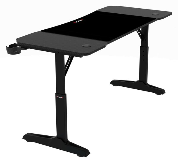 Pevný herní stůl 140x60cm, výběr výšky, melamin, carbon, LT-H1114 BK