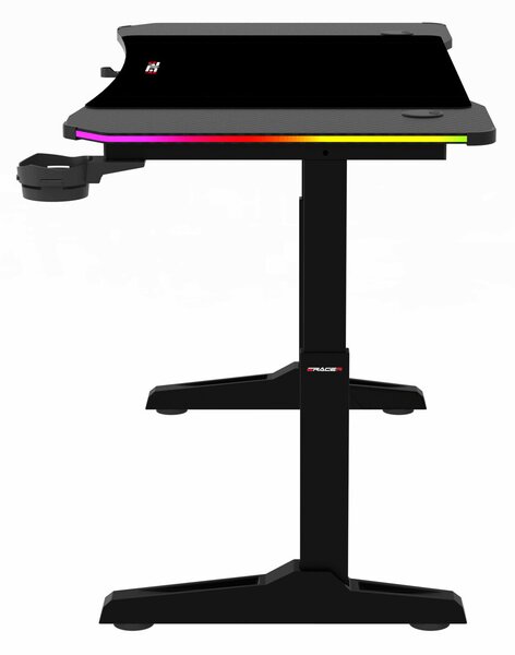 Pevný herní stůl 120x60cm, RGB LED, výběr výšky, melamin, carbon, LT-H1212 BK