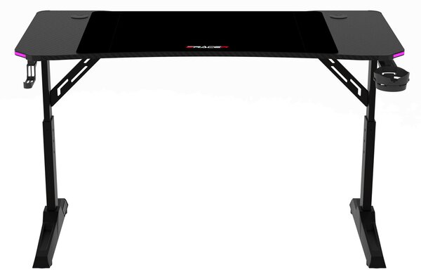 Pevný herní stůl 120x60cm, RGB LED, výběr výšky, melamin, carbon, LT-H1212 BK