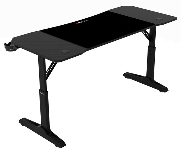 Pevný herní stůl 140x60cm, výběr výšky, melamin, carbon, LT-H1114 BK