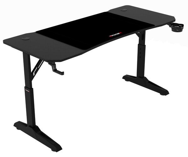 Pevný herní stůl 140x60cm, výběr výšky, melamin, carbon, LT-H1114 BK