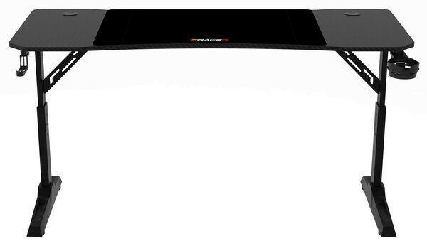 Pevný herní stůl 140x60cm, výběr výšky, melamin, carbon, LT-H1114 BK