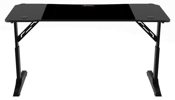 Pevný herní stůl 140x60cm, RGB LED, výběr výšky, melamin, carbon, LT-H1214 BK