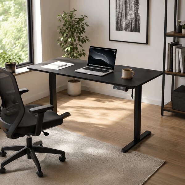 Ergonomický stůl s plynulou regulací výšky 120x60cm, melamin, carbon, LT-H2210 BK