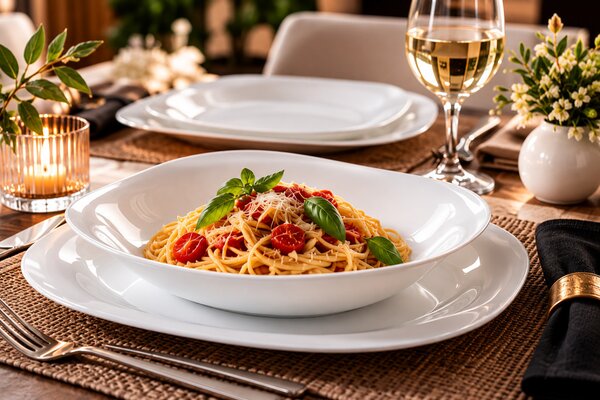 Bormioli Rocco Parma 18 részes étkészlet 6 személyre fehér opálüveg szögletes forma
