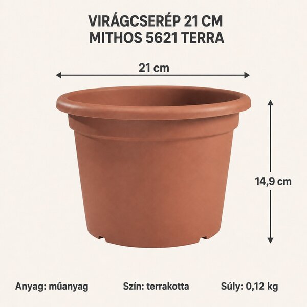 MITHOS TERRA Virágcserép 3,1L 21 cm terrakotta műanyag